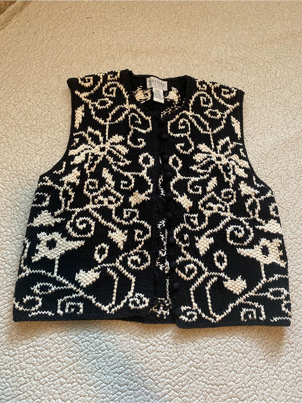 Artisan Black and Cream Knit Sweater Vest